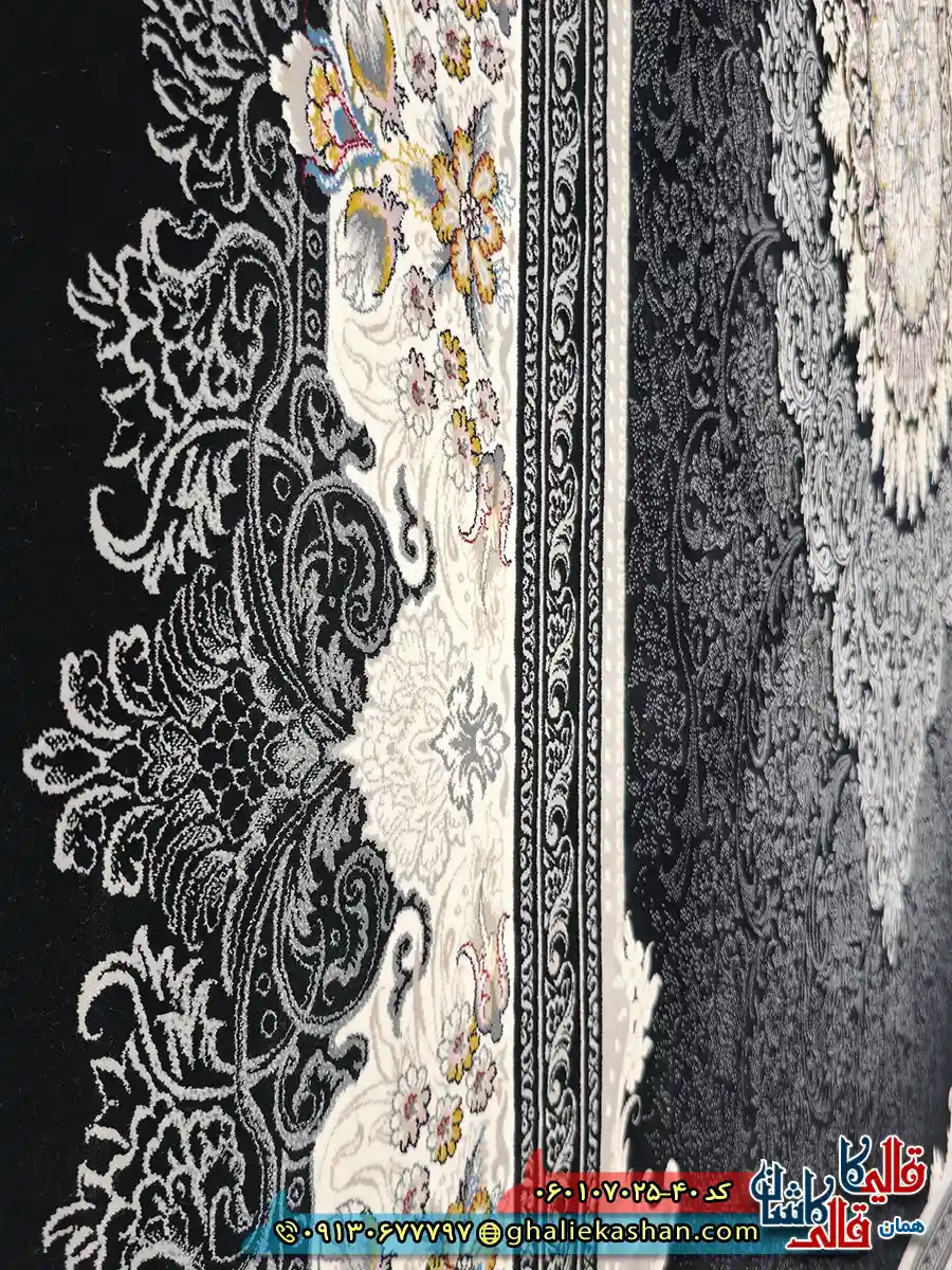فرش 700 شانه طرح دلاریس رنگ سرمه ای کاشان نزدیک