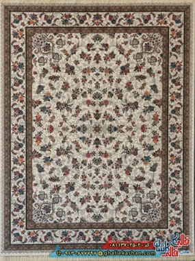 فرش 700 شانه طرخ افشان گیلدا رنگ کرم کاشان