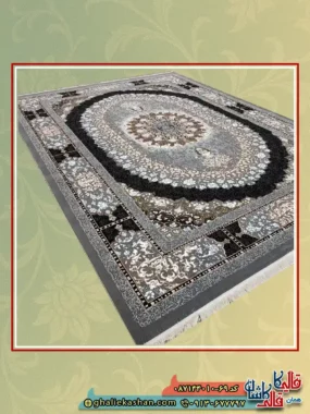 فرش ارزان طرح 700 شانه طرح صدرا رنگ طوسی فیلی کاشان اصلی