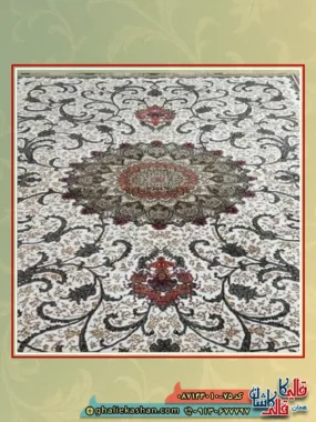 فرش ارزان طرح 700 شانه طرح طناز رنگ کرم کاشان نزدیک