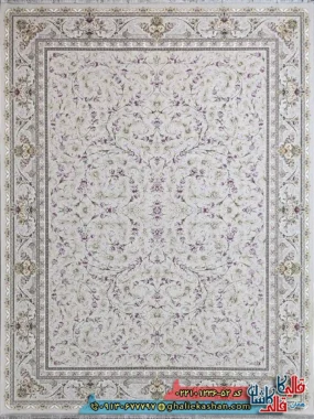 فرش ترکیه ای 1200 شانه طرح افشان پاوان رنگ طوسی سیلور کاشان