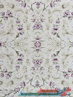 فرش ترکیه ای 1200 شانه طرح افشان پاوان رنگ طوسی سیلور کاشان زمینه