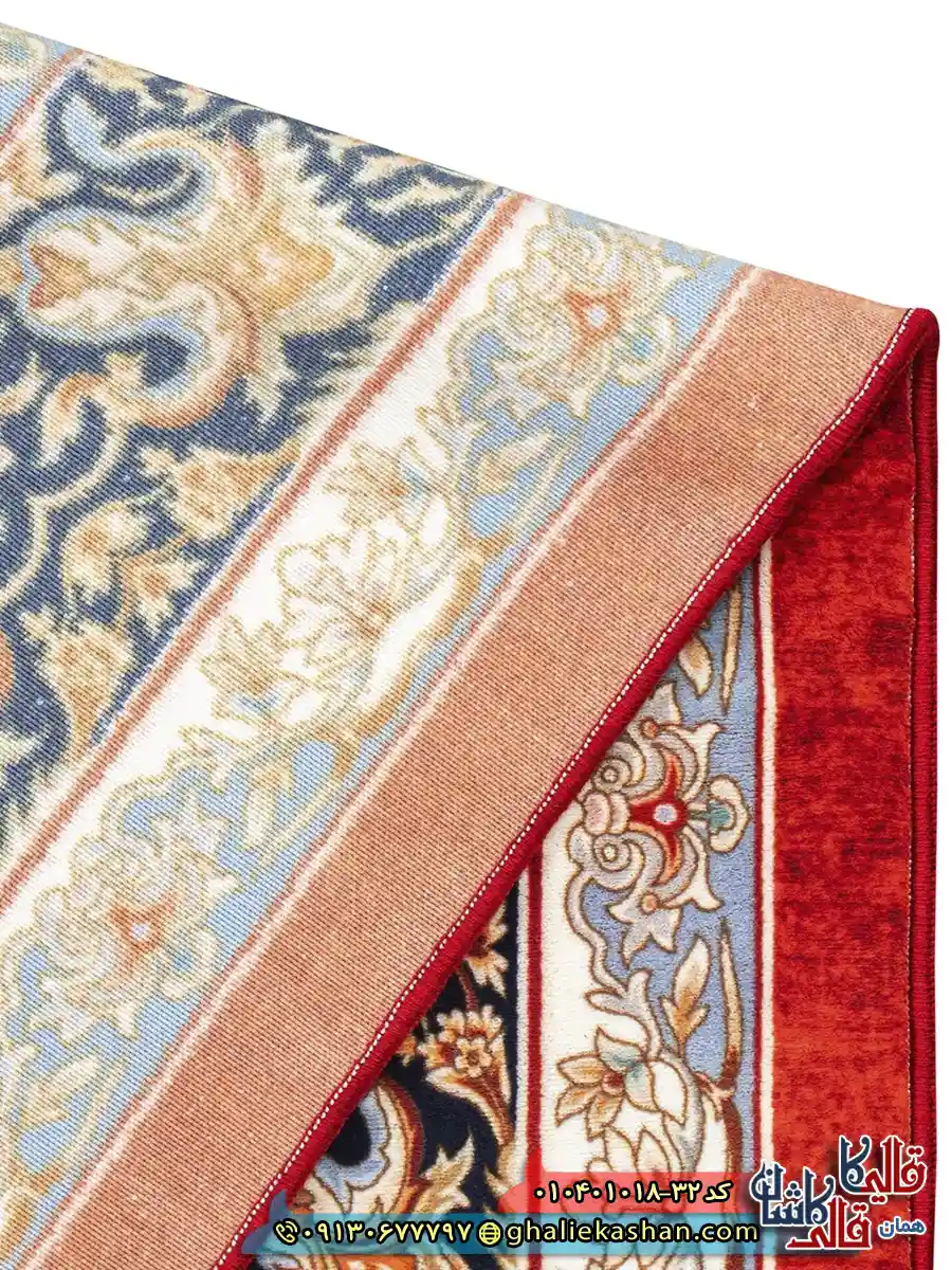 فرش سنتی 1000 شانه طرح آهو ترنج کرمان زمینه قرمز کاشان نزدیک4