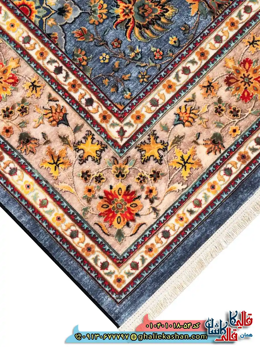فرش سنتی 1000 شانه طرح افشان اسماعیلی زمینه طوسی کاشان نزدیک2