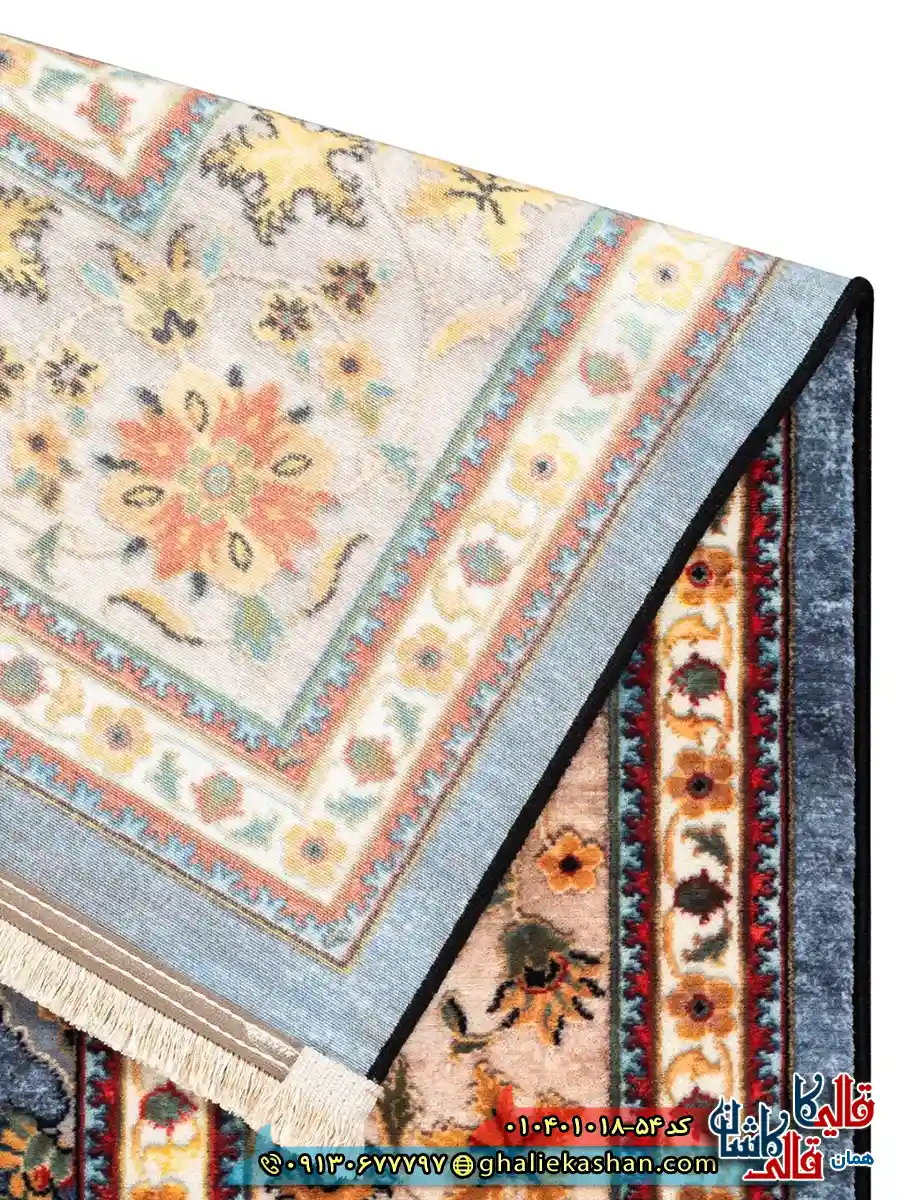 فرش سنتی 1000 شانه طرح افشان اسماعیلی زمینه طوسی کاشان نزدیک4