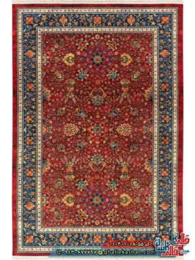 فرش سنتی 1000 شانه طرح افشان اسماعیلی زمینه لاکی کاشان اصلی