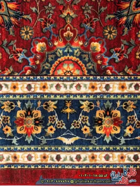 فرش سنتی 1000 شانه طرح افشان اسماعیلی زمینه لاکی کاشان نزدیک
