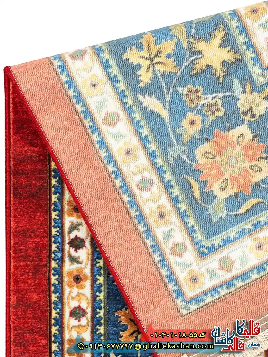 فرش سنتی 1000 شانه طرح افشان اسماعیلی زمینه لاکی کاشان نزدیک4