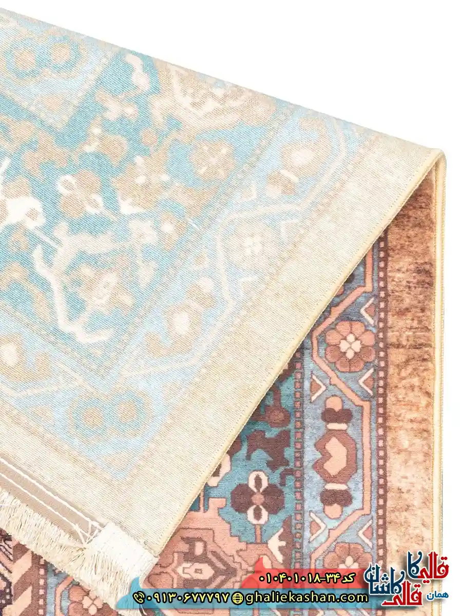 فرش سنتی 1000 شانه طرح افشان بته جقه قشقایی زمینه قهوه ای نسکافه ای کاشان نزدیک 2