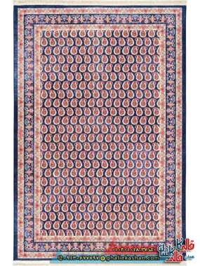 فرش سنتی 1000 شانه طرح افشان بته میر سراسر زمینه سرمه ای کاشان اصلی