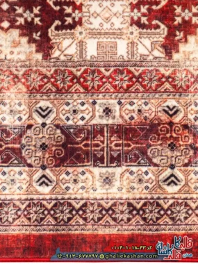 فرش سنتی 1000 شانه طرح افشان بهار ترکمن زمینه عنابی کاشان نزدیک