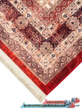 فرش سنتی 1000 شانه طرح افشان بهار ترکمن زمینه عنابی کاشان نزدیک3