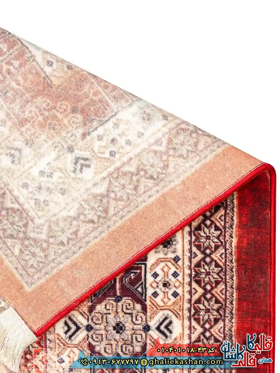 فرش سنتی 1000 شانه طرح افشان بهار ترکمن زمینه عنابی کاشان نزدیک4