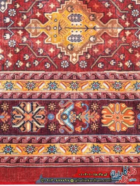 فرش سنتی 1000 شانه طرح افشان خشت لوزی شیراز زمینه عنابی کاشان نزدیک3