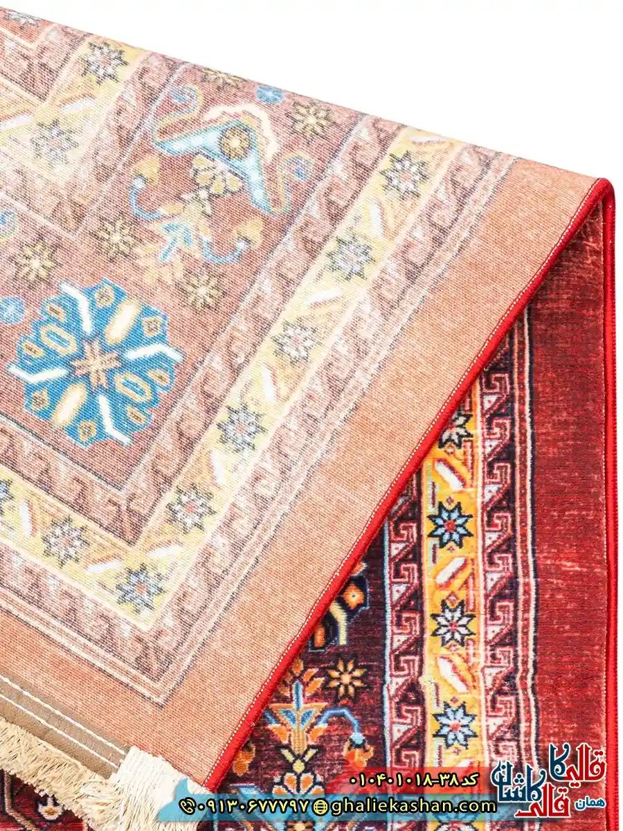 فرش سنتی 1000 شانه طرح افشان خشت لوزی شیراز زمینه عنابی کاشان نزدیک4