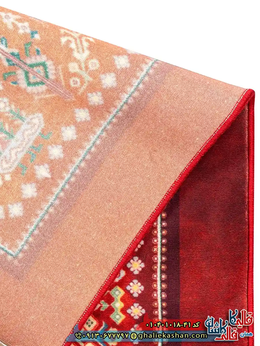 فرش سنتی 1000 شانه طرح افشان درخت زندگی زمینه عنابی کاشان نزدیک4