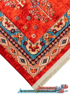 فرش سنتی 1000 شانه طرح افشان درختی افشار زمینه قرمز کاشان نزدیک2