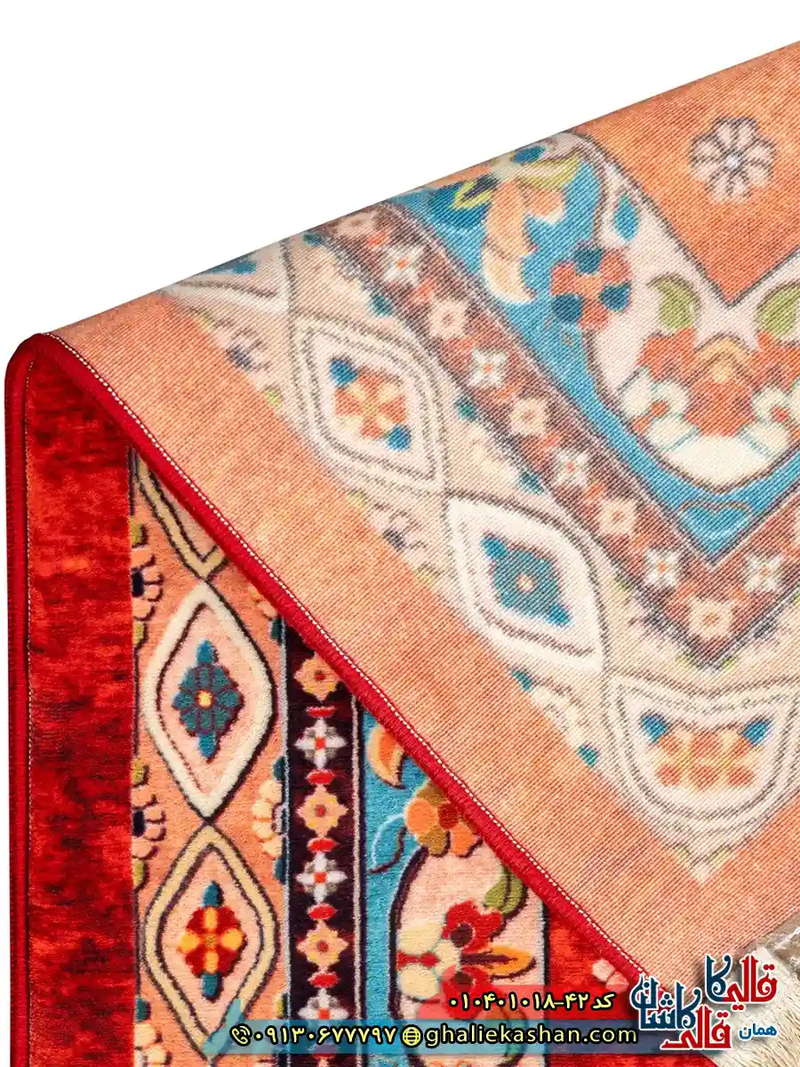 فرش سنتی 1000 شانه طرح افشان درختی افشار زمینه قرمز کاشان نزدیک4