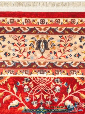 فرش سنتی 1000 شانه طرح افشان درختی مجنون زمینه زرشکی کاشان نزدیک