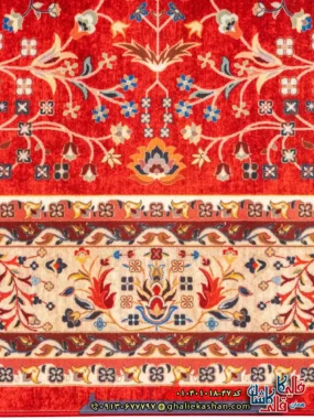 فرش سنتی 1000 شانه طرح افشان درختی مجنون زمینه زرشکی کاشان نزدیک4