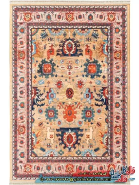 فرش سنتی 1000 شانه طرح افشان سلطان آباد زمینه طلایی کاشان اصلی