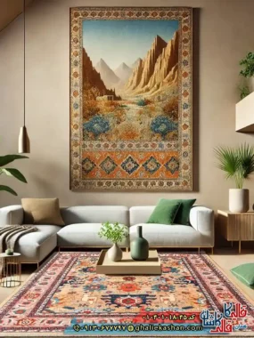 فرش سنتی 1000 شانه طرح افشان سلطان آباد زمینه طلایی کاشان