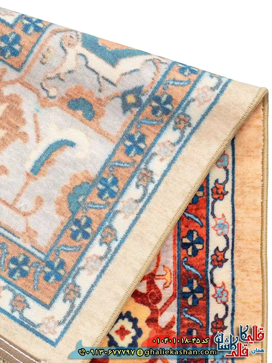 فرش سنتی 1000 شانه طرح افشان سلطان آباد زمینه طلایی کاشان نزدیک3