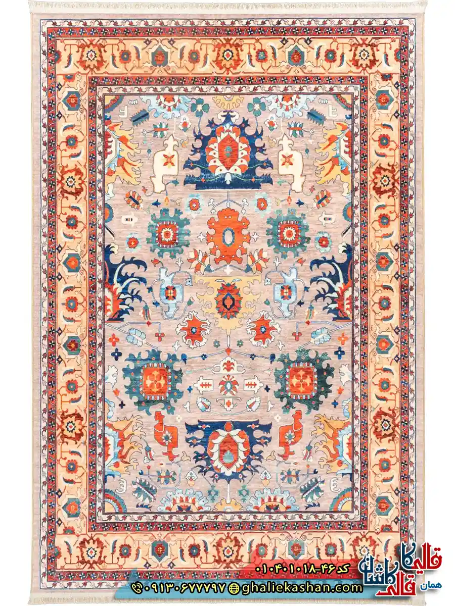 فرش سنتی 1000 شانه طرح افشان سلطان آباد زمینه طوسی کاشان اصلی