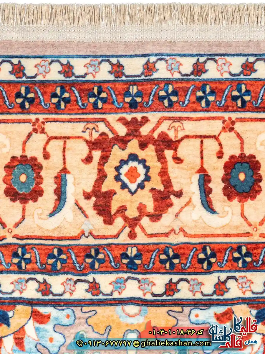 فرش سنتی 1000 شانه طرح افشان سلطان آباد زمینه طوسی کاشان نزدیک