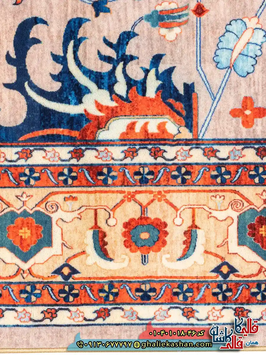 فرش سنتی 1000 شانه طرح افشان سلطان آباد زمینه طوسی کاشان نزدیک2a