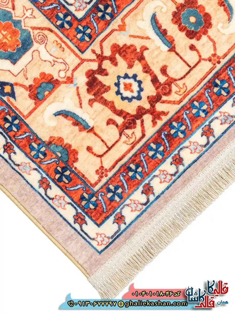 فرش سنتی 1000 شانه طرح افشان سلطان آباد زمینه طوسی کاشان نزدیک3