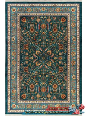 فرش سنتی 1000 شانه طرح افشان سلطانی زمینه سبز کاشان اصلی