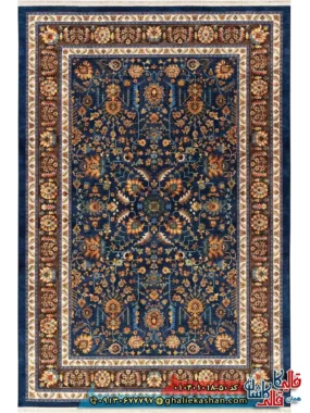 فرش سنتی 1000 شانه طرح افشان سلطانی زمینه سرمه ای کاشان اصلی