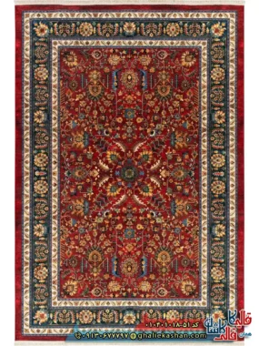 فرش سنتی 1000 شانه طرح افشان سلطانی زمینه لاکی کاشان اصلی