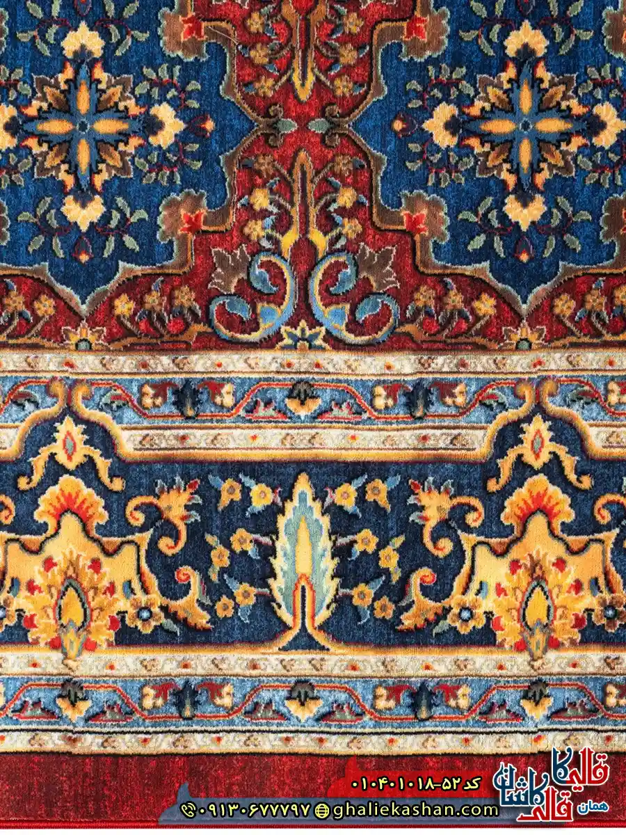 فرش سنتی 1000 شانه طرح افشان واگیره شمسه بیرجند زمینه لاکی کاشان نزدیک