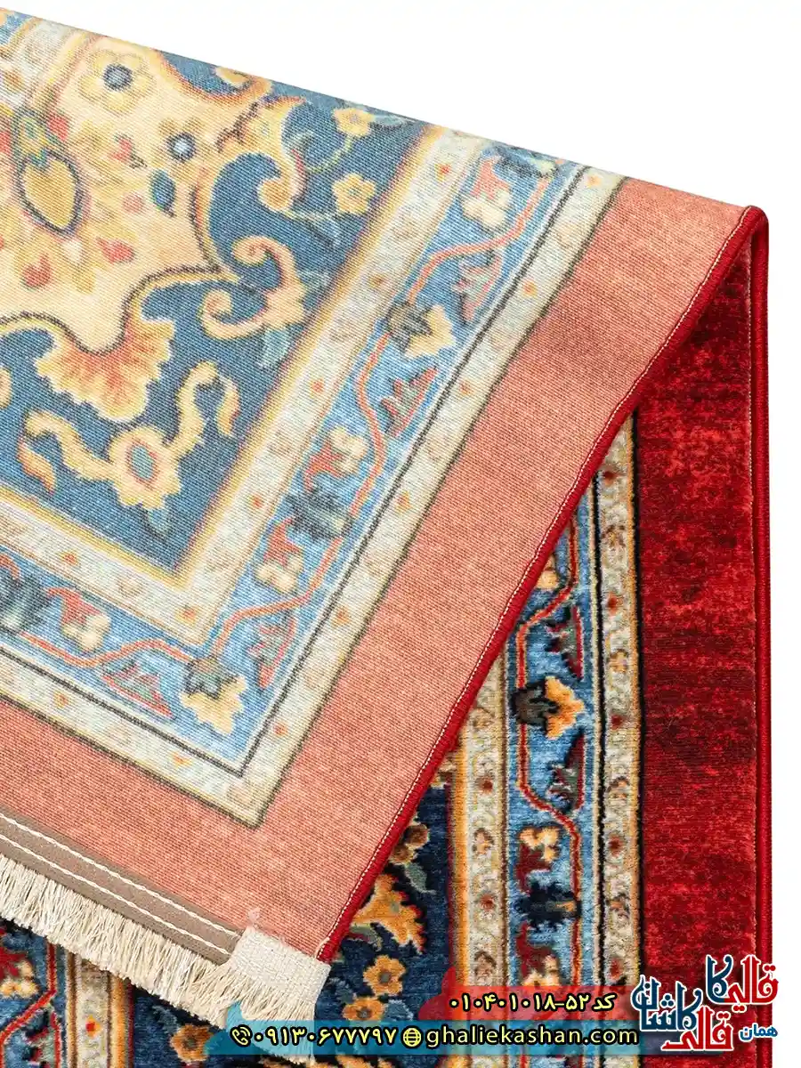 فرش سنتی 1000 شانه طرح افشان واگیره شمسه بیرجند زمینه لاکی کاشان نزدیک4