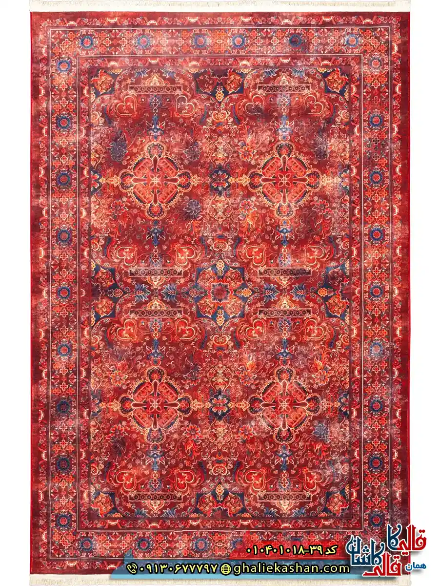 فرش سنتی 1000 شانه طرح افشان گل افشان کرمان زمینه عنابی کاشان اصلی