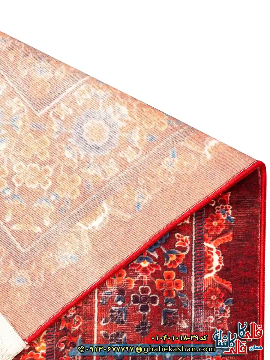 فرش سنتی 1000 شانه طرح افشان گل افشان کرمان زمینه عنابی کاشان نزدیک4