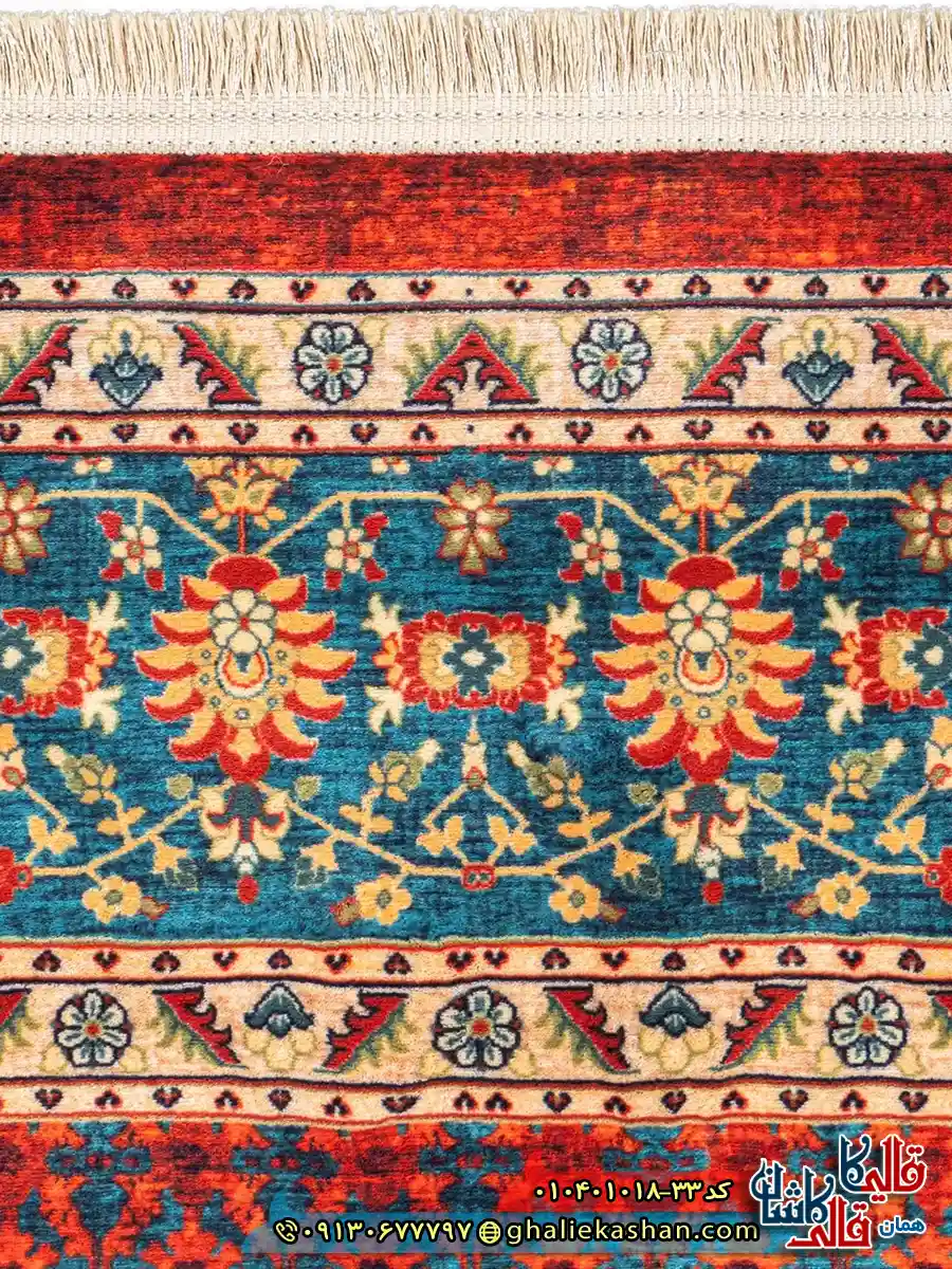 فرش سنتی 1000 شانه طرح افشان گل ریز مشهد زمینه قرمز کاشان نزدیک 3
