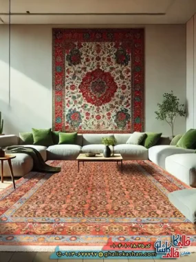 فرش سنتی 1000 شانه طرح افشان بته جقه قشقایی زمینه عنابی کاشان