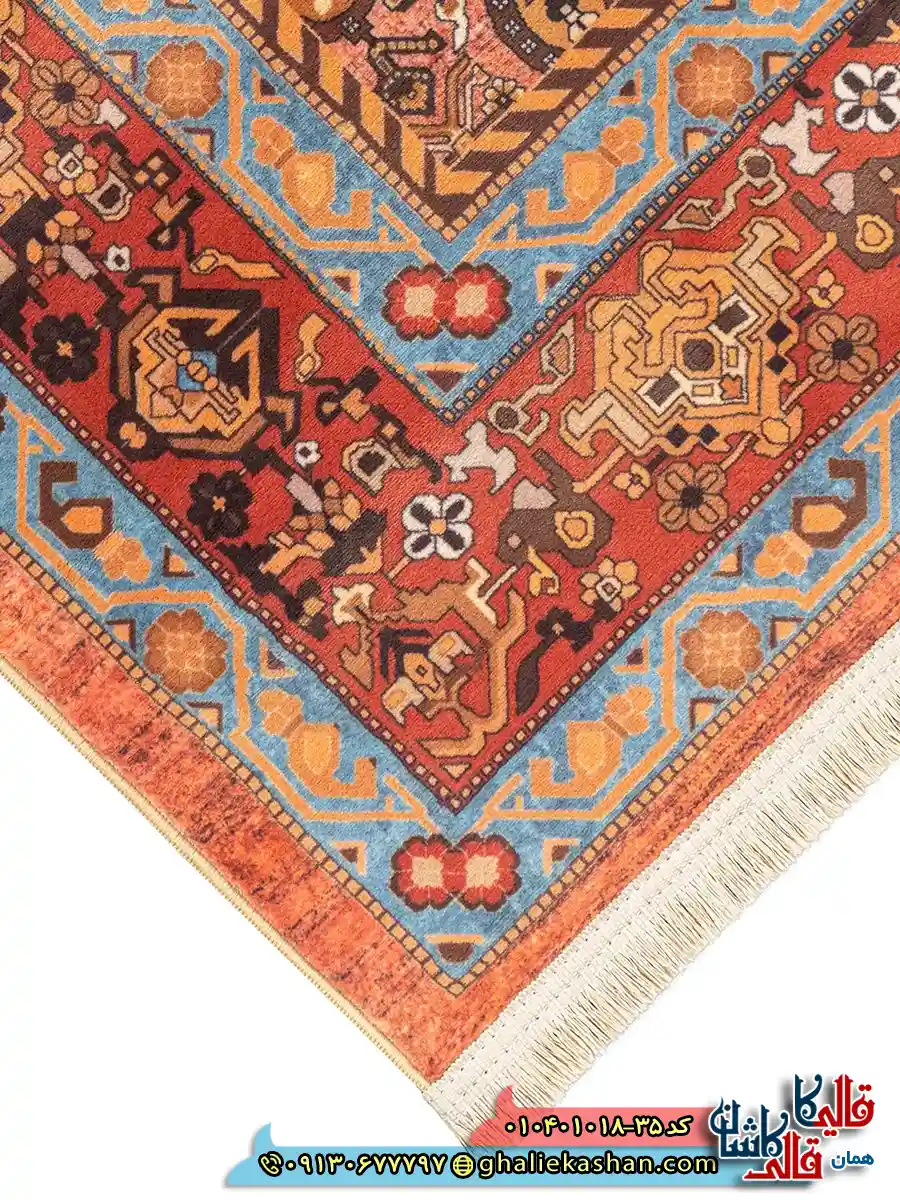 فرش سنتی 1000 شانه طرح بته جقه قشقایی زمینه عنابی کاشان نزدیک 2