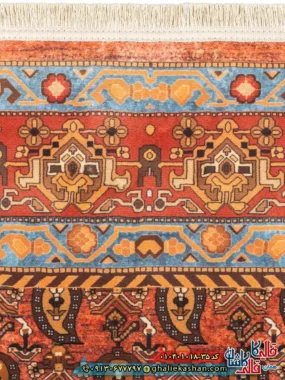 فرش سنتی 1000 شانه طرح بته جقه قشقایی زمینه عنابی کاشان نزدیک