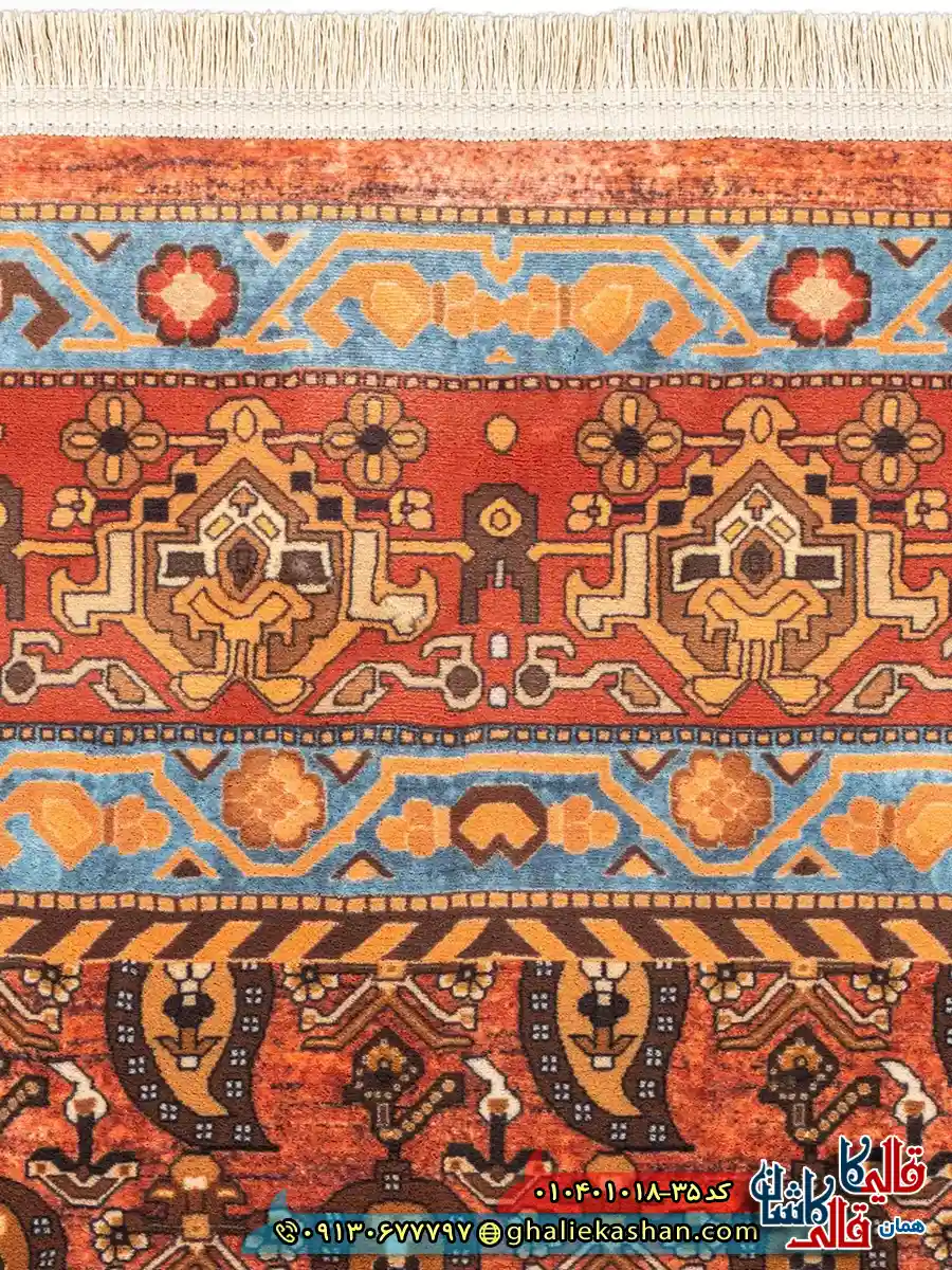 فرش سنتی 1000 شانه طرح بته جقه قشقایی زمینه عنابی کاشان نزدیک
