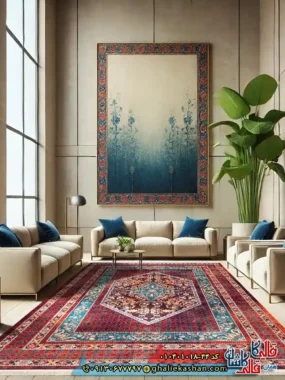 فرش سنتی 1000 شانه طرح ترنج بیرجند زمینه عنابی کاشان