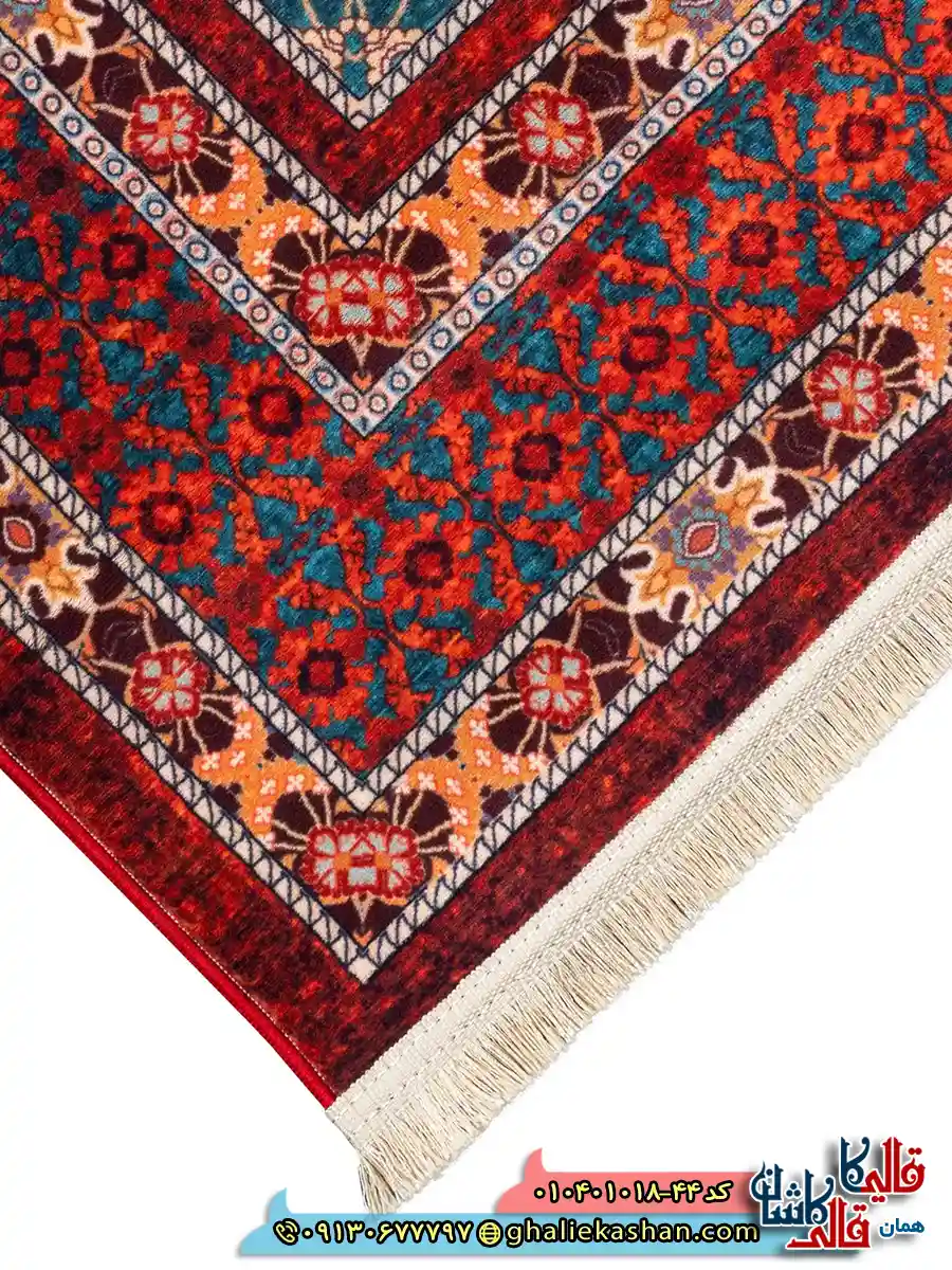 فرش سنتی 1000 شانه طرح ترنج بیرجند زمینه عنابی کاشان نزدیک2