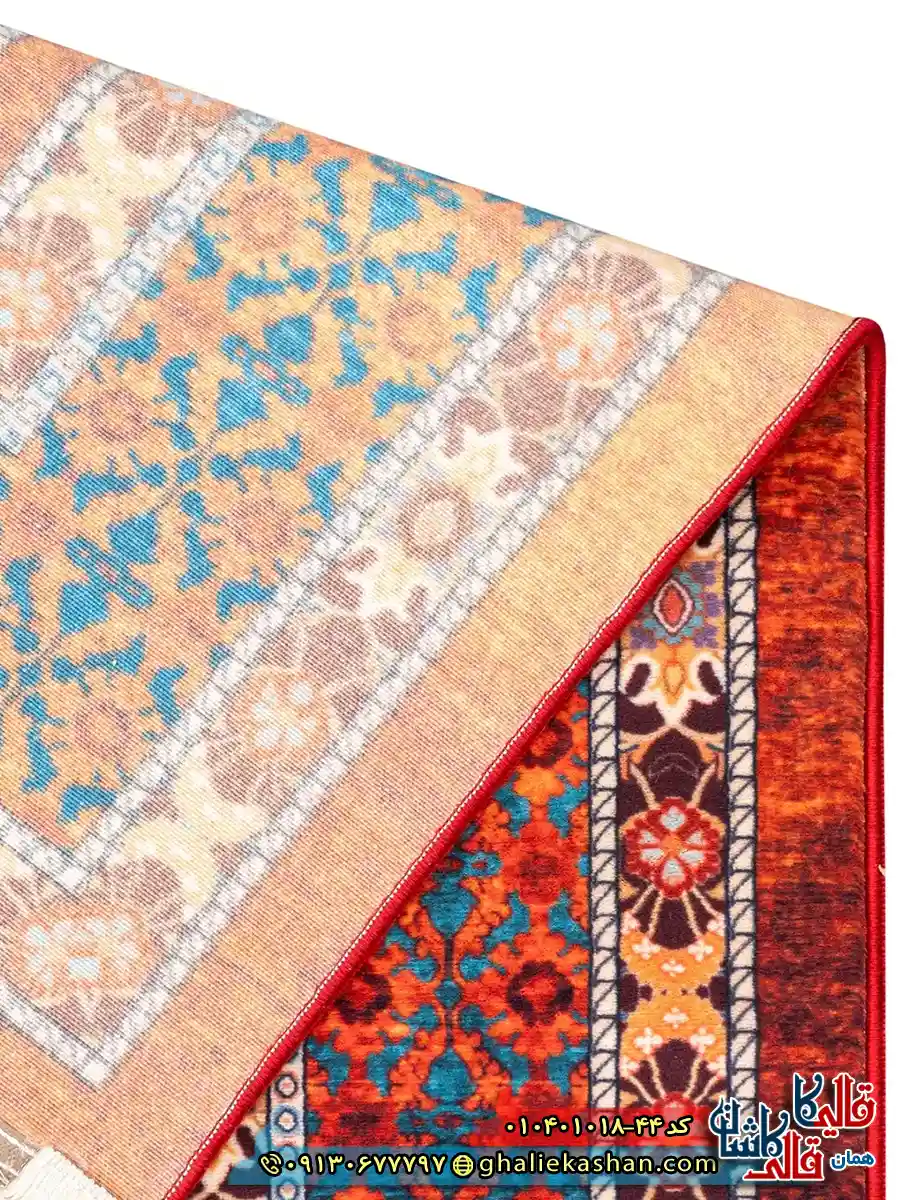 فرش سنتی 1000 شانه طرح ترنج بیرجند زمینه عنابی کاشان نزدیک3