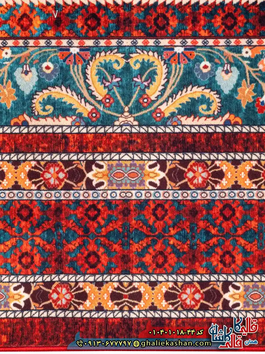 فرش سنتی 1000 شانه طرح ترنج بیرجند زمینه عنابی کاشان نزدیک4