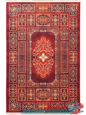 فرش سنتی 1000 شانه طرح خشتی گلدشت بختیاری زمینه عنابی کاشان اصلی