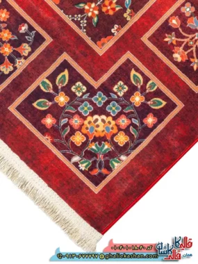 فرش سنتی 1000 شانه طرح خشتی گلدشت بختیاری زمینه عنابی کاشان نزدیک3