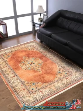 فرش سنتی 1000 شانه طرح هریس گل ریز زمینه عنابی کاشان